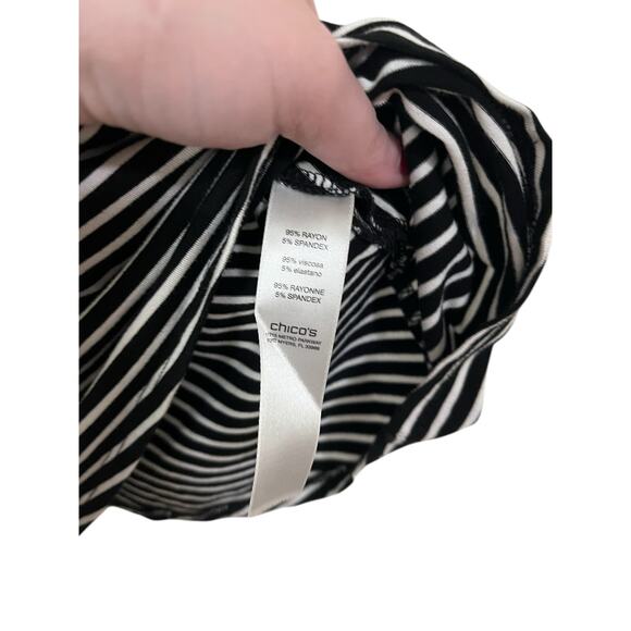 Weekends by Chicos Womens Black White Striped Tee Size Medium Chicos 1 - Picture 4 of 5